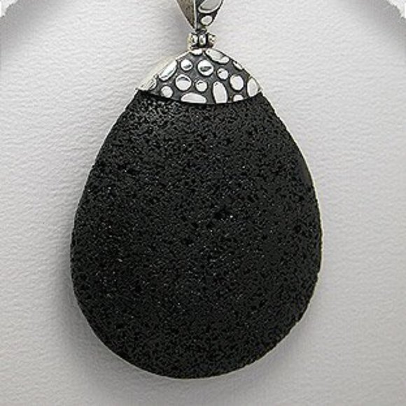 Sterling Silver Lava Rock Pendant - NEW - Picture 2 of 3